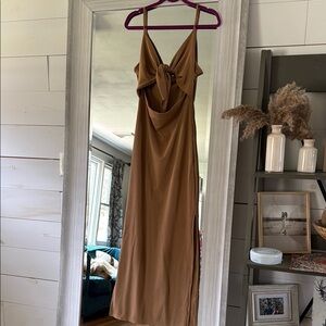 Elegant Tan Maxi Dress